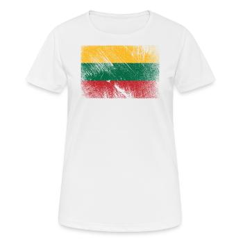 Lithuania flag - vintage grunge - Women's Breathable T-Shirt - white - Front - AI Model Female 172 dark (172cm)