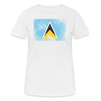 Saint Lucia Flag - Vintage Grunge - Women's Breathable T-Shirt - white - Front - AI Model Female 172 dark (172cm)
