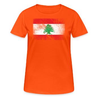 Drapeau du Liban - Vintage Grunge - T-shirt respirant Femme - orange néon - Devant - AI Model Female 172 dark (172cm)