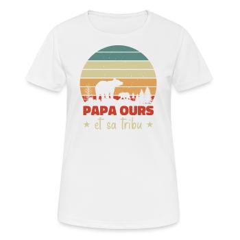 Papa ours et sa tribu, Humour cadeau - T-shirt respirant Femme - blanc - Devant - AI Model Female 172 dark (172cm)