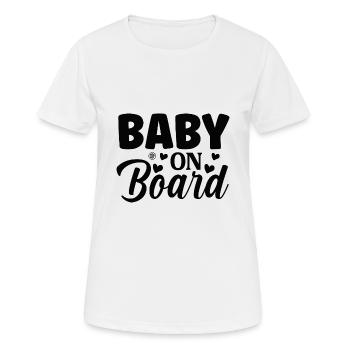 Bébé à bord - T-shirt respirant Femme - blanc - Devant - AI Model Female 172 dark (172cm)