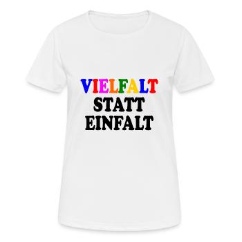 vielfalt statt einfalt - Frauen T-Shirt atmungsaktiv - Weiß - Vorne - AI Model Female 172 dark (172cm)