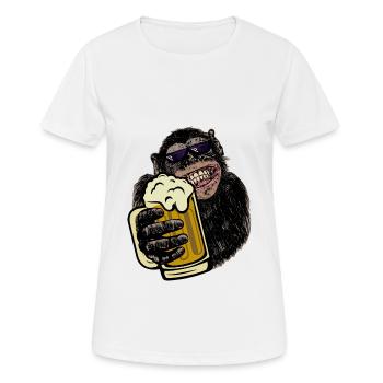 Affe mit Bier Biertrinkershirt Geschenk - Frauen T-Shirt atmungsaktiv - Weiß - Vorne - AI Model Female 172 dark (172cm)