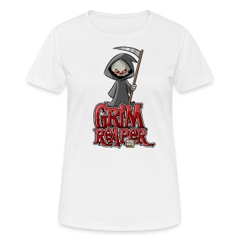 Cartoon grim reaper - Women's Breathable T-Shirt - white - Front - AI Model Female 172 dark (172cm)
