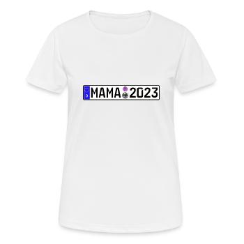 Mama 2023 Mutter werden Nummernschild - Frauen T-Shirt atmungsaktiv - Weiß - Vorne - AI Model Female 172 dark (172cm)