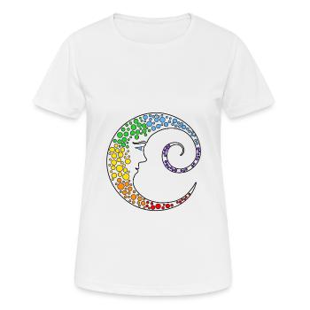 Regenbogenmond - Frauen T-Shirt atmungsaktiv - Weiß - Vorne - AI Model Female 172 dark (172cm)
