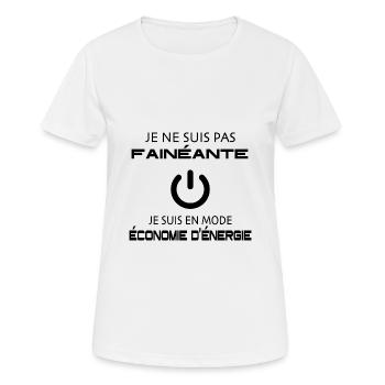 Fainéante en mode économie d'énergie - T-shirt respirant Femme - blanc - Devant - AI Model Female 172 dark (172cm)