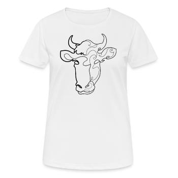 Cow Drawing Portrait Lineart - Women's Breathable T-Shirt - white - Front - AI Model Female 172 dark (172cm)