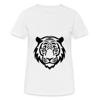 Tiger Kopf - Frauen T-Shirt atmungsaktiv - Weiß - Vorne - AI Model Female 172 dark (172cm)