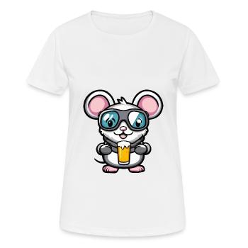 Bière Mouse Ski - T-shirt respirant Femme - blanc - Devant - AI Model Female 172 dark (172cm)