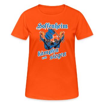 Hoffenheim kämpfen und siegen - Frauen T-Shirt atmungsaktiv - Neonorange - Vorne - AI Model Female 172 dark (172cm)