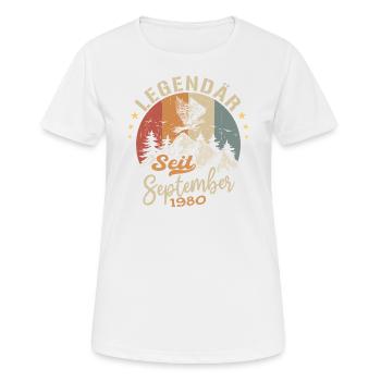 September 1980 - September 1980 Jahrestag 1980 - Frauen T-Shirt atmungsaktiv - Weiß - Vorne - AI Model Female 172 dark (172cm)