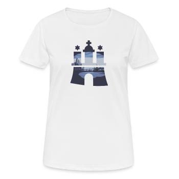 Armoiries du port de Hambourg bleu St. Pauli Landungsbrücken - T-shirt respirant Femme - blanc - Devant - AI Model Female 172 dark (172cm)