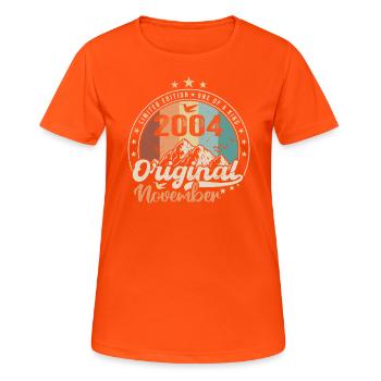 Die Legenden wurden im November 2004 geboren Geschenk - Frauen T-Shirt atmungsaktiv - Neonorange - Vorne - AI Model Female 172 dark (172cm)