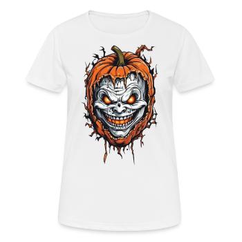 Gruseliger Horror Halloween Kürbis Design - Frauen T-Shirt atmungsaktiv - Weiß - Vorne - AI Model Female 172 dark (172cm)