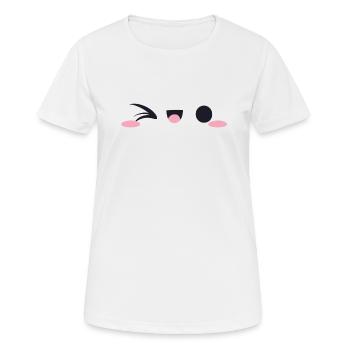 Kawaii face winking emotion - Women's Breathable T-Shirt - white - Front - AI Model Female 172 dark (172cm)