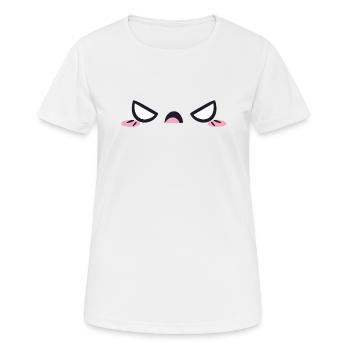 Kawaii Gesicht wütend Emotion Stimmung - Frauen T-Shirt atmungsaktiv - Weiß - Vorne - AI Model Female 172 dark (172cm)