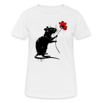 Rat avec fleur - T-shirt respirant Femme - blanc - Devant - AI Model Female 172 dark (172cm)