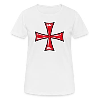 13 Templer Croix Chevalier Croisé - T-shirt respirant Femme - blanc - Devant - AI Model Female 172 dark (172cm)