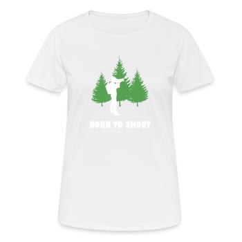 Born To Shoot Photography - Frauen T-Shirt atmungsaktiv - Weiß - Vorne - AI Model Female 172 dark (172cm)