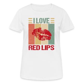 I Love Red Lips Rote Lippen Küssen - Frauen T-Shirt atmungsaktiv - Weiß - Vorne - AI Model Female 172 dark (172cm)