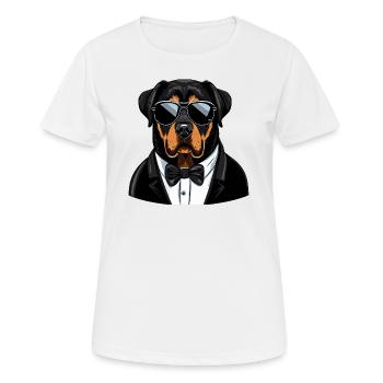 Rottweiler tragen Pilotenhosen - Frauen T-Shirt atmungsaktiv - Weiß - Vorne - AI Model Female 172 dark (172cm)