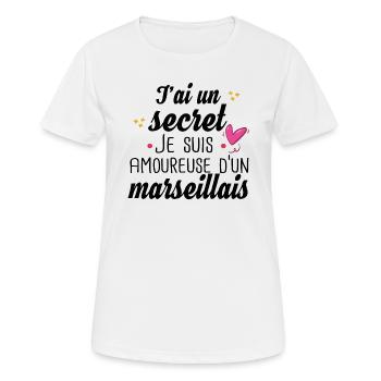 Marseillais Marseille Femme Cadeau Amour Humour - T-shirt respirant Femme - blanc - Devant - AI Model Female 172 dark (172cm)