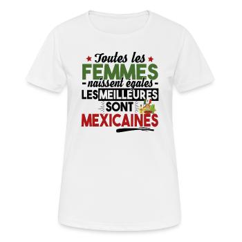 Mexicaine Mexique Femme Cadeau Espagnol Humour - T-shirt respirant Femme - blanc - Devant - AI Model Female 172 dark (172cm)