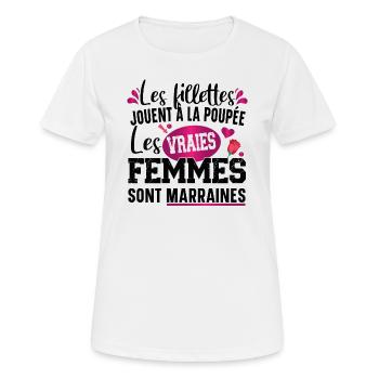 Marraine Filleul Filleul Femme Cadeau Fillette - T-shirt respirant Femme - blanc - Devant - AI Model Female 172 dark (172cm)
