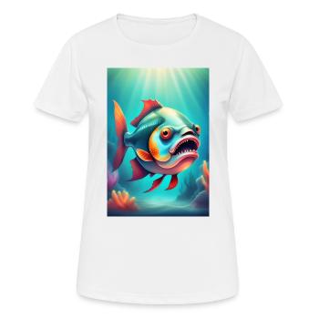 Seltsam aussehender gruseliger Fisch - Frauen T-Shirt atmungsaktiv - Weiß - Vorne - AI Model Female 172 dark (172cm)