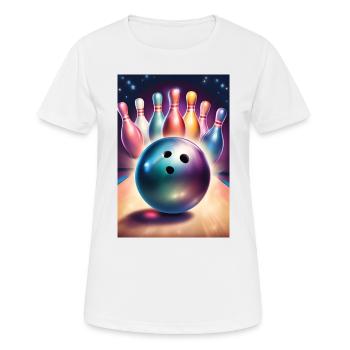 Boule de bowling et jolies quilles colorées - T-shirt respirant Femme - blanc - Devant - AI Model Female 172 dark (172cm)
