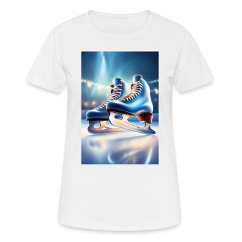 Blaue Schlittschuhe - Frauen T-Shirt atmungsaktiv - Weiß - Vorne - AI Model Female 172 dark (172cm)