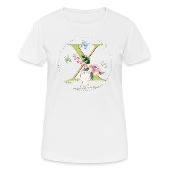 Anfangsbuchstabe X mit Katze - Frauen T-Shirt atmungsaktiv - Weiß - Vorne - AI Model Female 172 dark (172cm)