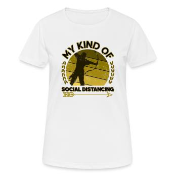 arbalète de tir à l’arc distanciation sociale drôle - T-shirt respirant Femme - blanc - Devant - AI Model Female 172 dark (172cm)