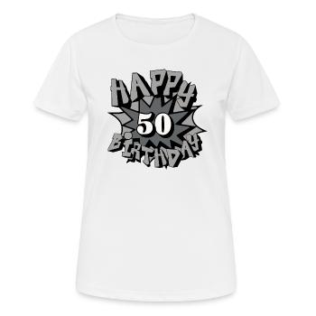 50.Geburtstag, 50 Jahre, Aérographe, Joyeux Anniversaire(25 - T-shirt respirant Femme - blanc - Devant - AI Model Female 172 dark (172cm)