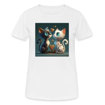 Cartoon Kitten mit Herz - Frauen T-Shirt atmungsaktiv - Weiß - Vorne - AI Model Female 172 dark (172cm)