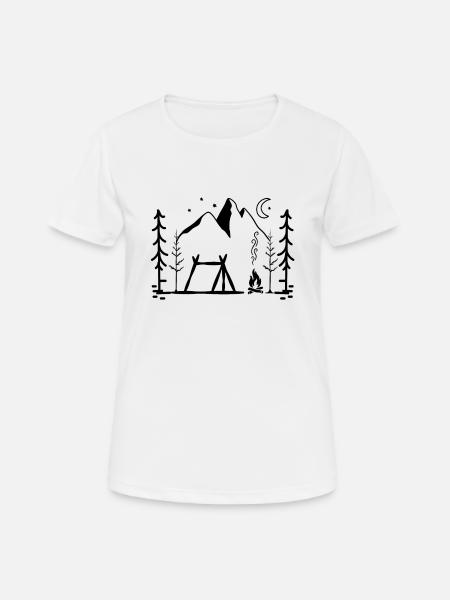 Camping au feu de camp - T-shirt respirant Femme - blanc
