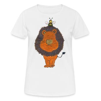 Löwe und Biene Tiermotiv Tierliebe Freundschaft - Frauen T-Shirt atmungsaktiv - Weiß - Vorne - AI Model Female 172 dark (172cm)