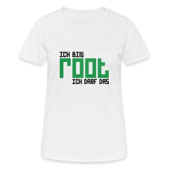 Ich bin root ich darf das Hacker Nerd Admin Shirt - Frauen T-Shirt atmungsaktiv - Weiß - Vorne - AI Model Female 172 dark (172cm)