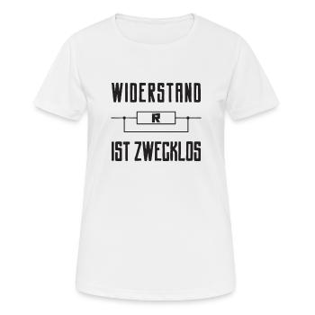 Widerstand ist zwecklos - Frauen T-Shirt atmungsaktiv - Weiß - Vorne - AI Model Female 172 dark (172cm)