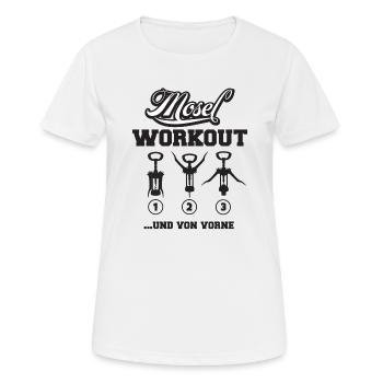 Mosel Workout Korkenzieher Wein Weinfest Shirt - Frauen T-Shirt atmungsaktiv - Weiß - Vorne - AI Model Female 172 dark (172cm)