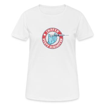 Impfen statt Schimpfen - Frauen T-Shirt atmungsaktiv - Weiß - Vorne - AI Model Female 172 dark (172cm)