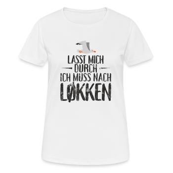 Lasst mich durch nach Løkken Loekken Möwe - Frauen T-Shirt atmungsaktiv - Weiß - Vorne - AI Model Female 172 dark (172cm)