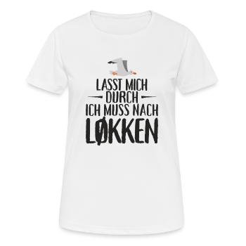 Lasst mich durch nach Løkken Loekken Möwe - Frauen T-Shirt atmungsaktiv - Weiß - Vorne - AI Model Female 172 dark (172cm)