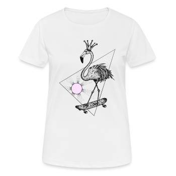 Flamingo Rosa Skate Crazy SVENPAINT - Frauen T-Shirt atmungsaktiv - Weiß - Vorne - AI Model Female 172 dark (172cm)
