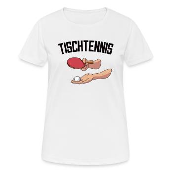 Aufschlag Tischtennisball Tischtennisspieler - Frauen T-Shirt atmungsaktiv - Weiß - Vorne - AI Model Female 172 dark (172cm)