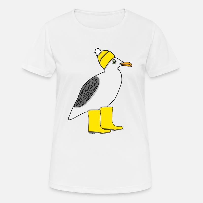 Seagull with rubber boots and hat - Women's Breathable T-Shirt - white