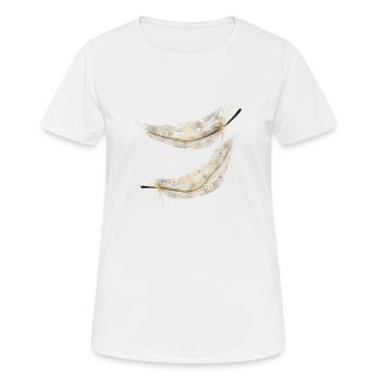 Federn brauner Farbton - Frauen T-Shirt atmungsaktiv - Weiß - Vorne - AI Model Female 172 dark (172cm)