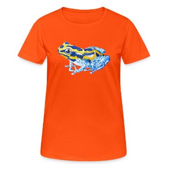 Grenouille bleue de la forêt tropicale - T-shirt respirant Femme - orange néon - Devant - AI Model Female 172 dark (172cm)