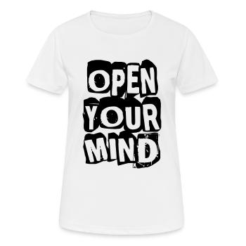Ouvrez votre esprit - T-shirt respirant Femme - blanc - Devant - AI Model Female 172 dark (172cm)